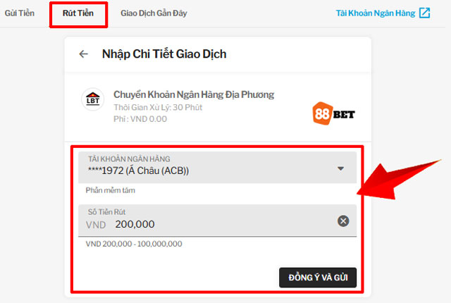 Các thao tác rút tiền TAPTAP